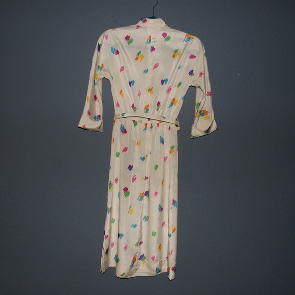 VINTAGE 70's Color Splash Secretary Midi Dress S/M - Picture 7 of 7